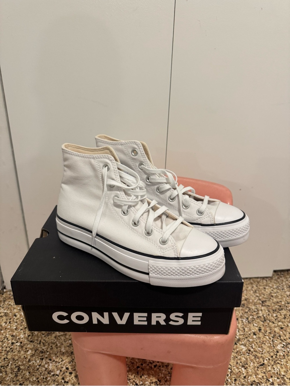 NEW Converse Women's White High-Top Platform Sneakers
